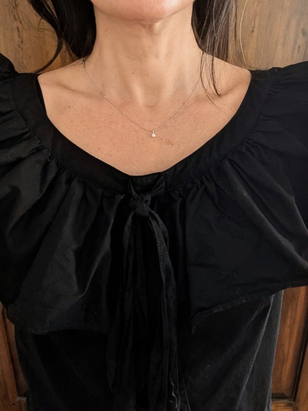 Horses Atelier, Black Ruffle & Bow Accents, Black blouse